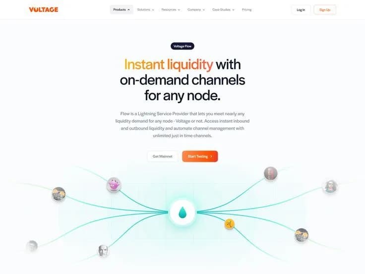 Hi-fi mobile landing page for a liquidity product, with a clear headline and call to action